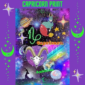 Verjaardagscadeau, Steenbok-afdruk, dierenriem, astrologie, knutselen, digitale download