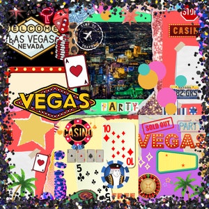 Las Vegas Journal Papers, Collage Sheets, Scrapbooking, Digital Prints, Casino