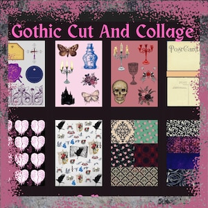Gothic Junk Journal, Digital Prints, DIY Ephemera, Collage Sheets