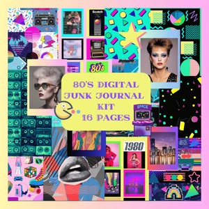 1980s Junk Journal Kit: Retro Digital Collage Sheets (Digital Download)