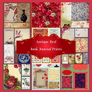 junkjournal【antique Red】 Antique Red Painted Journal Paper, Antique Red Painted