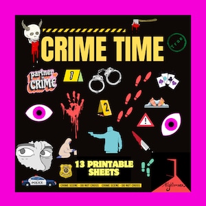 Crime Time Printable Background Paper, Journal Pages, Digital Scrapbook Paper, PNG, Unsolved, Mystery