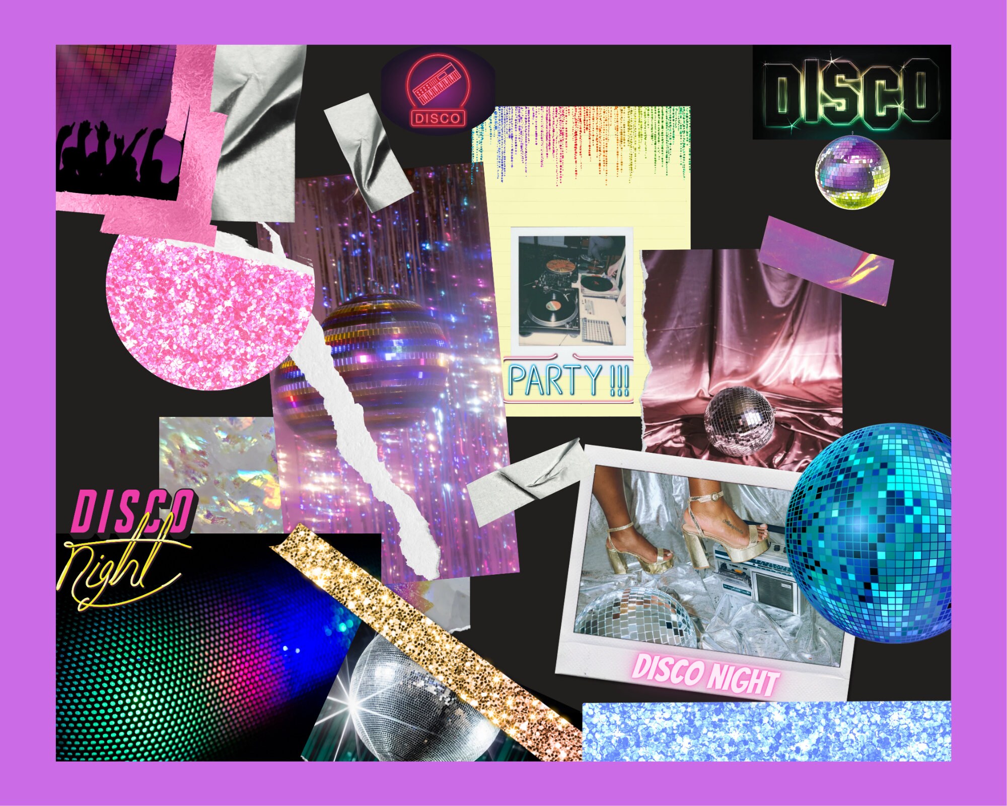 Disco Prints, Digital Paper, Disco Balls, Party, Scrapbooking, Junk ...