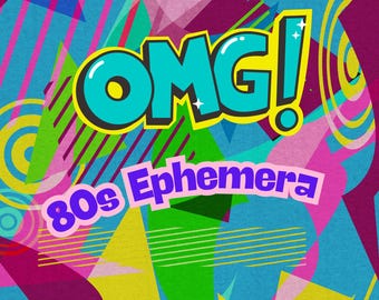 80s Junk Journal, PNG, Ephemera, Digital Download, Collage, Backgrounds