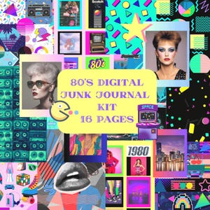 1980s Junk Journal Kit: Digitale Retro Collage Sheets (Digitaler Download)