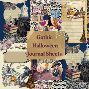 Impressions numériques gothiques Halloween, journal éphémères, papier de scrapbooking imprimable