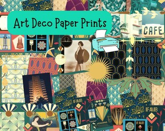 Printable Art Deco Paper, Geometric, 1920s, Scrapbook, Digital Download