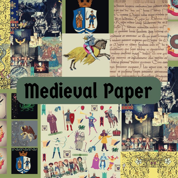 Medieval Digital Paper, Dark Ages, Knights, Scrapbooking