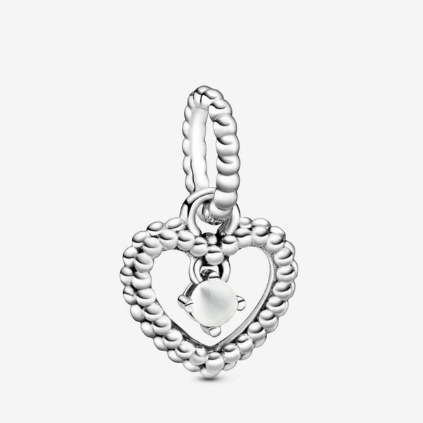 April Heart Birthstone charm for Pandora bracelets 925 sterling silver with pouch