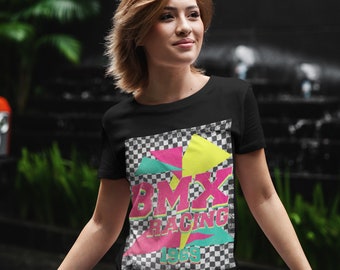 BMX geruit/retro BMX/BMX Racing unisex jersey T-shirt met korte mouwen
