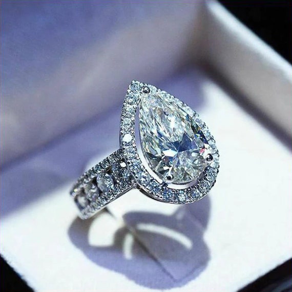 Cubic zirconia pear engagement on sale rings