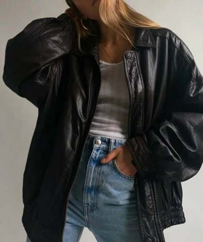 Women 90's Fashion Leather Jacket Vintage Leather - Etsy