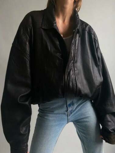 Women 90's Fashion Leather Jacket Vintage Leather - Etsy