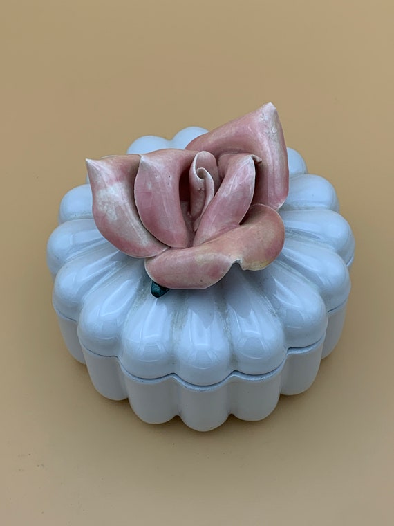 Rose Ceramic VINTAGE Jewelry Box - image 2