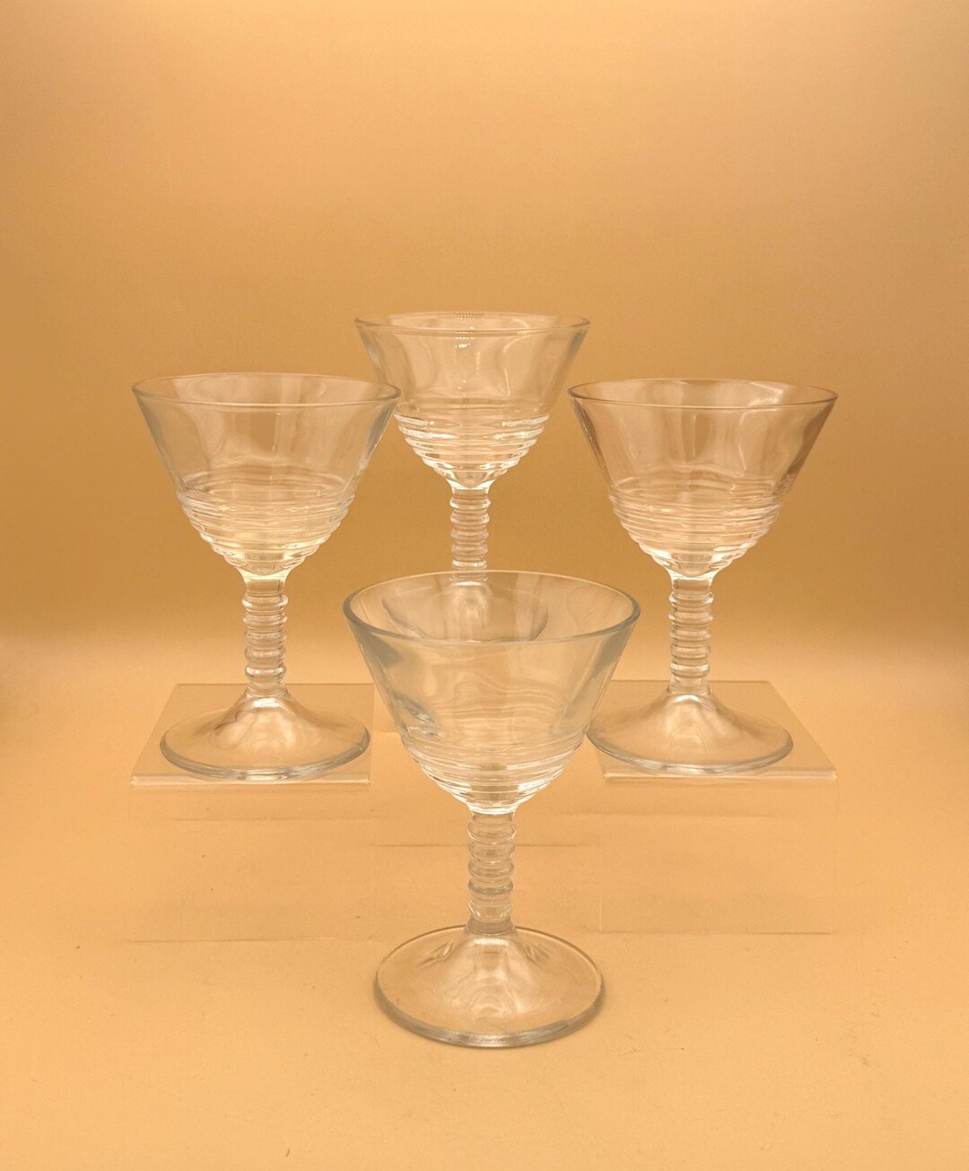 Libbey Ribbed Glassware Set of 4 Vintage Libbey Ribbed Stem Coupe Cocktail Glasses | Art Deco ...