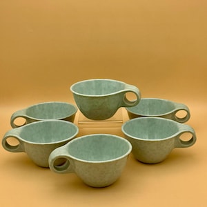 Set of Six Russel Wright VINTAGE Residential Light Green Coffee Cups