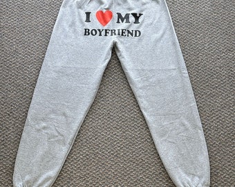 I Love My Boyfriend Sweatpants, I Love My Girlfriend Sweatpants, Pantalons de survêtement personnalisés I love my copain mari petite amie,