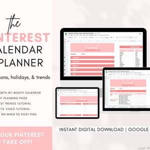 Pinterest Calendar, Pinterest Planner, Pinterest Organizer, Social Media Planner & Calendar, Pinterest Content Planner, Pinterest Marketing