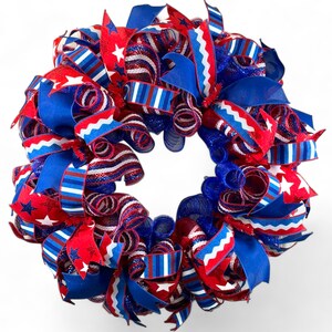 Patriotic Wreath, 4th of July Wreath, Red White & Blue Decor, Independence Day Door Wreath,  Americana Wreath, USA Wreath, Front Door Decor
