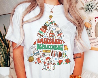 Christmas ER Nurse Shirt, Christmas Tree Shirt,Xmas ER Crew Funny ER Ed Nurse Tech Shirt,Emergency Room Rn Tshirt,Emergency Department Gift