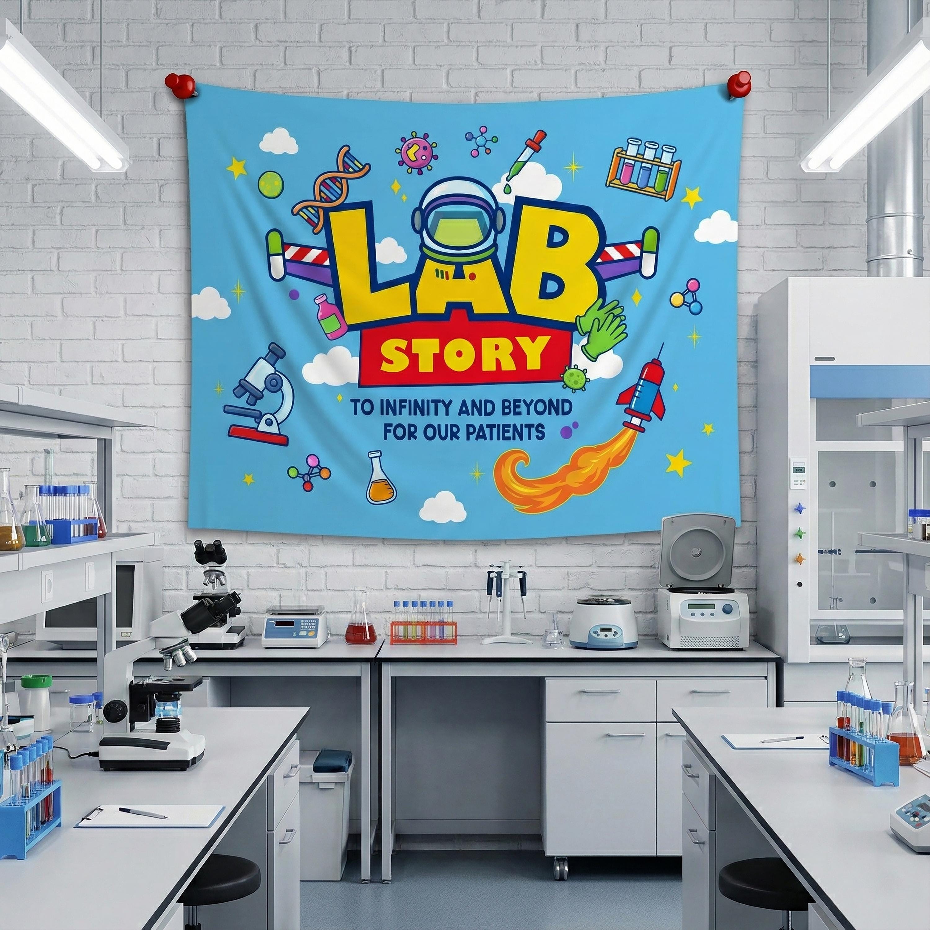 Mini Lab Decor Lab Week 2026 Clinic Wall Tapestry, Medical Lab Tech Clinic Decor, Lab ...