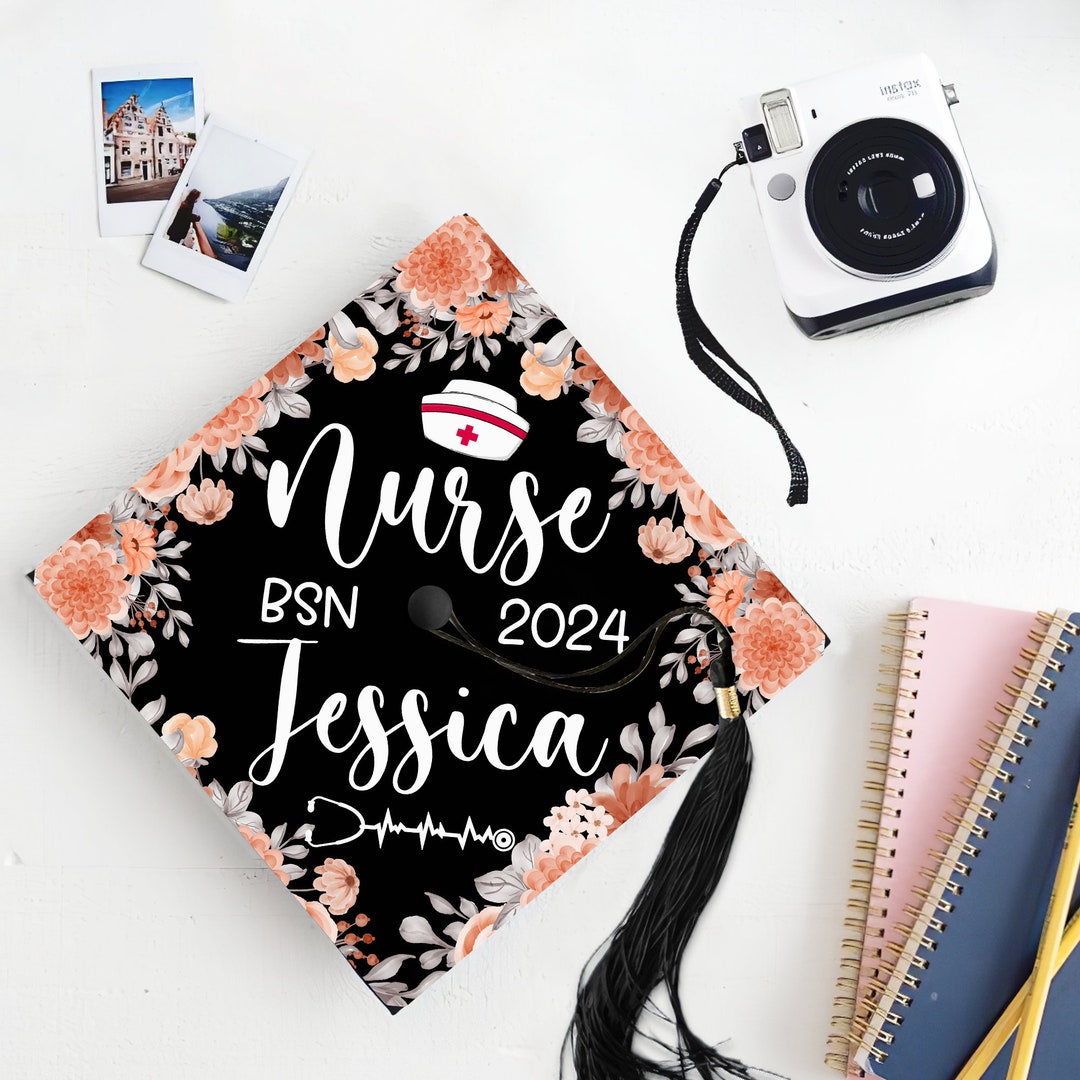 Personalized Nurse Graduation Cap Topper, Custom BSN RN Nurse Cap