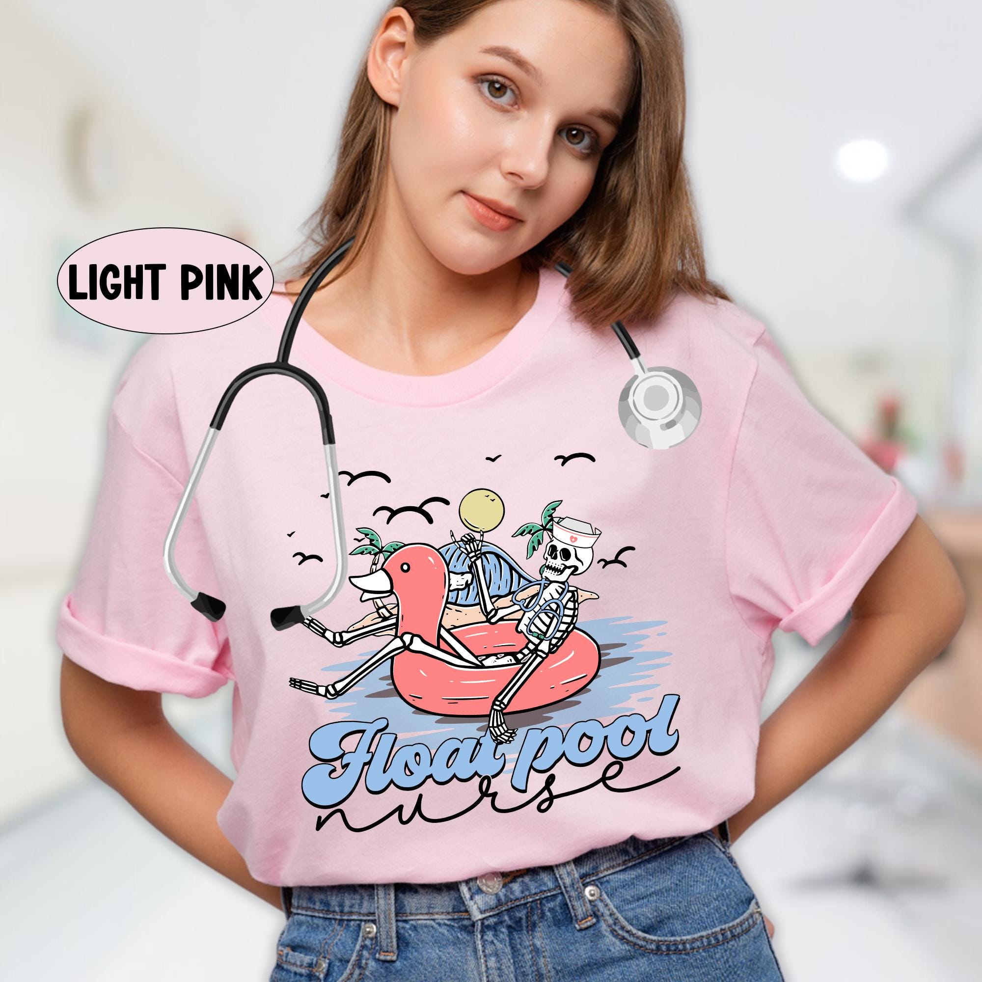 Float Nurse Shirt, Funny Skeleton Float Pool Nurse Tee, Emergency ...