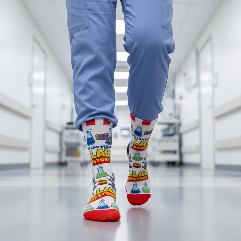 Science Lab Socks Lab Story Crew Socks: Medical Science, Lab Week Appreciation, Med Tech ...