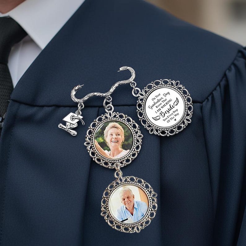 Personalized Graduation Memorial Photo Pin, Custom Tassel Brooch With 1 ...