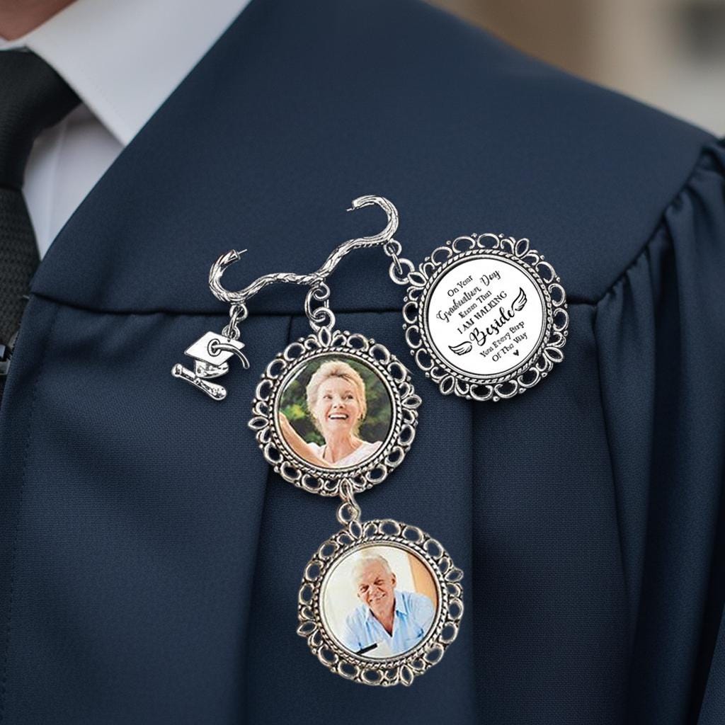 Graduation Brooches Personalized Graduation Memorial Photo Pin, Custom Tassel Brooch With 1 ...