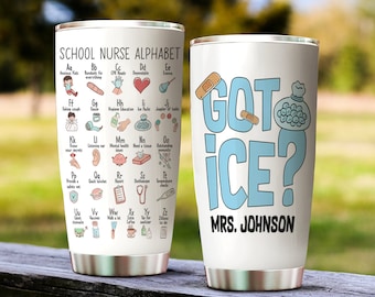 School Nurse Mug, Personalized Name Steel Stainless Tumbler, School Nurse Gift, Nurse Tumbler, Customizable Tumbler, End of School Year Gift