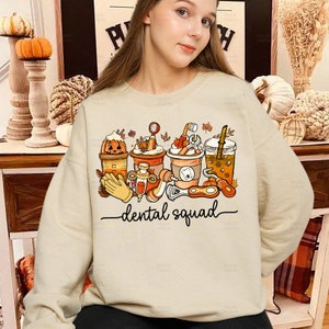 Autumn Dental Crew Shirt, Fall Autumn Latte Dental Hygienist Shirt, Dental Hygienist Fall Tshirt, Teeth Tooth Tee, Thanksgiving Dental Shirt