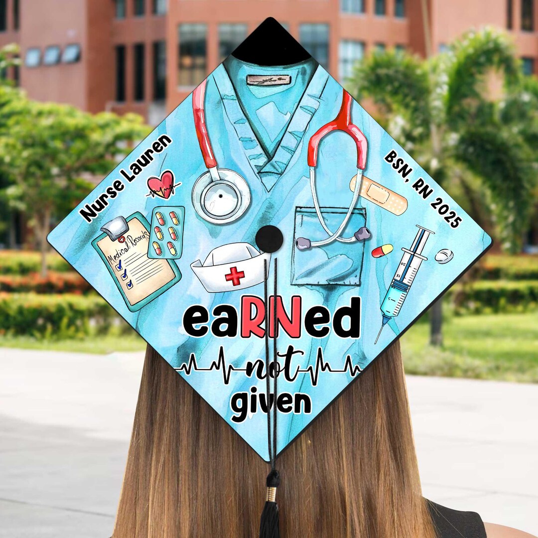 Custom Nurse Graduation Cap Topper, RN Grad Cap Topper, Nursing ...