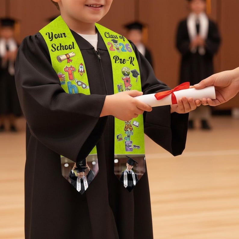 Graduation Robe Items Sashes Personalized Preschool Kindergarten Graduation Sash, Pre-k Grad Stole ...