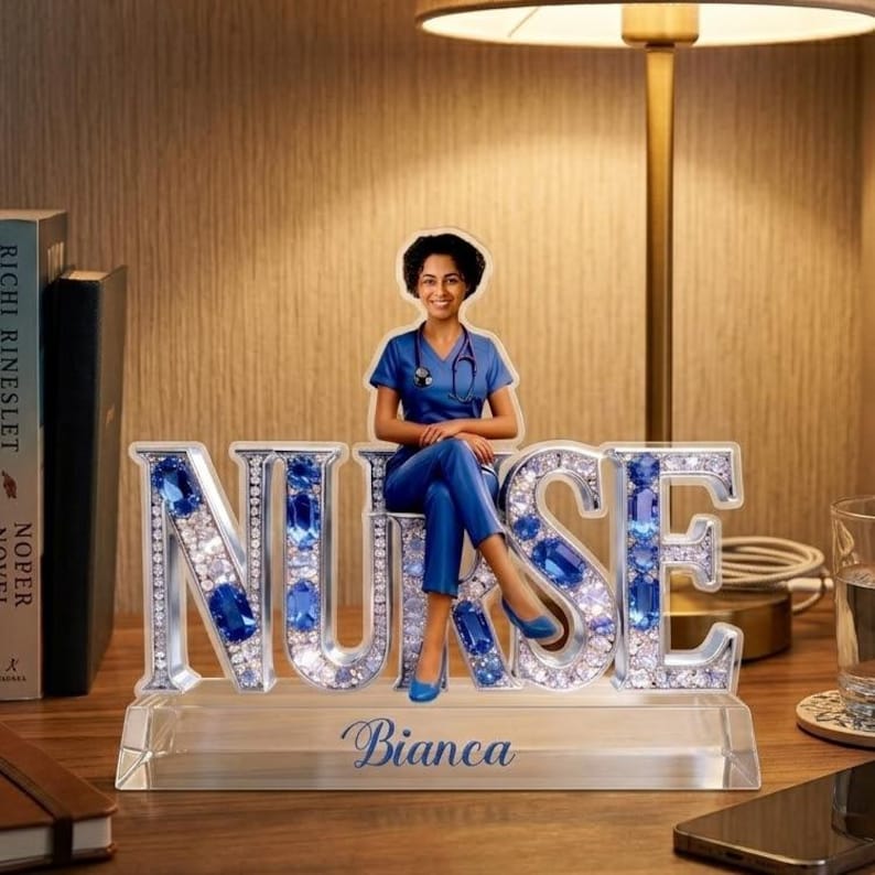 Personalized Nurse Photo Light Box, Custom RN Name Acrylic Plaque, Nursing Graduation Gift 2026, 7 Color LED Lamp, Nurse Keepsake Desk Decor image 7