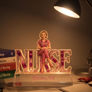 Personalized Nurse Photo Light Box, Custom RN Name Acrylic Plaque, Nursing Graduation Gift 2026, 7 Color LED Lamp, Nurse Keepsake Desk Decor image 13