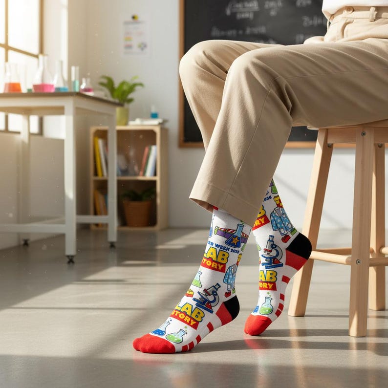 Science Lab Socks Lab Story Crew Socks: Medical Science, Lab Week Appreciation, Med Tech ...