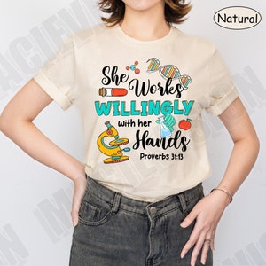 She Works Willingly with Her Hands Proverbs 31:13 Medical Lab Tech Sweaters, Lab Week Gift, Lab Scientist Gift,Blood Bank Gift,Med Tech Gift