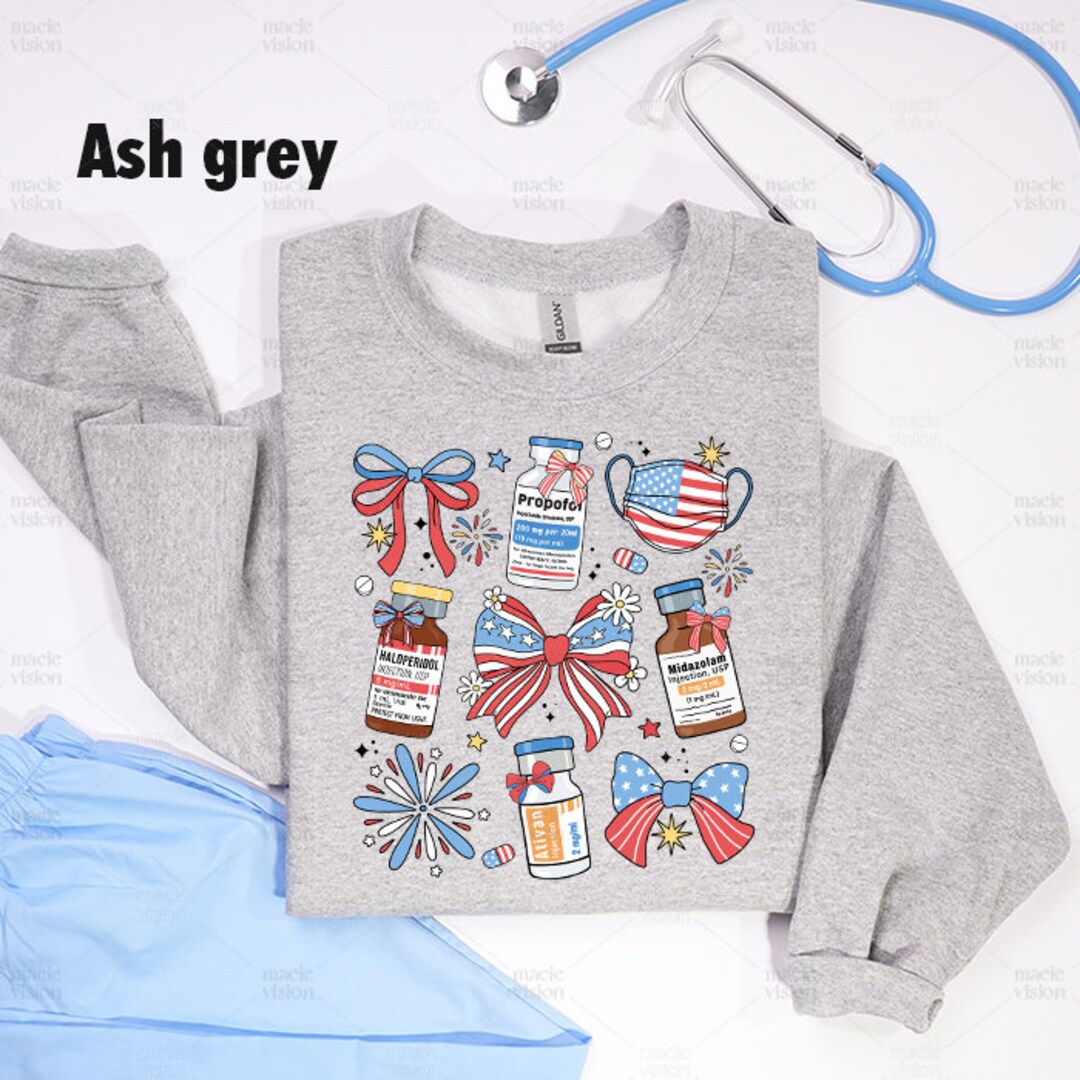 Patriotic Nurse/Medical 4th Of July Graphic Sweatshirt - America Themed Healthcare Apparel