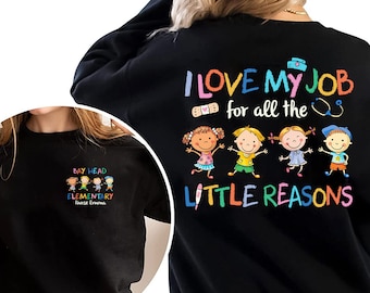 Personalized School Nurse Shirts, I Love my Job For All Little Reasons, PreK Elementary School Nurse Appreciation Gift,Custom Back To School