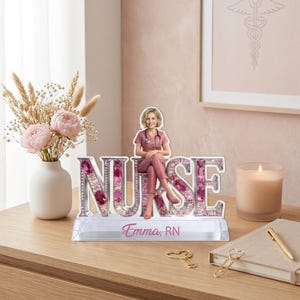 Personalized Nurse Photo Light Box, Custom RN Name Acrylic Plaque, Nursing Graduation Gift 2026, 7 Color LED Lamp, Nurse Keepsake Desk Decor image 14