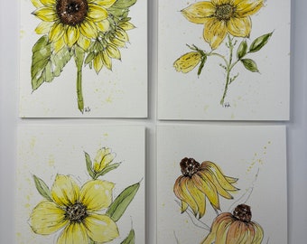 Hand-painted Floral Watercolor Card Set: Blank Stationery - Etsy