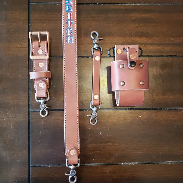 Custom Leather Firefighter Radio Strap