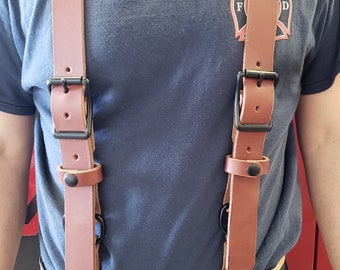 Firefighter Leather Suspenders