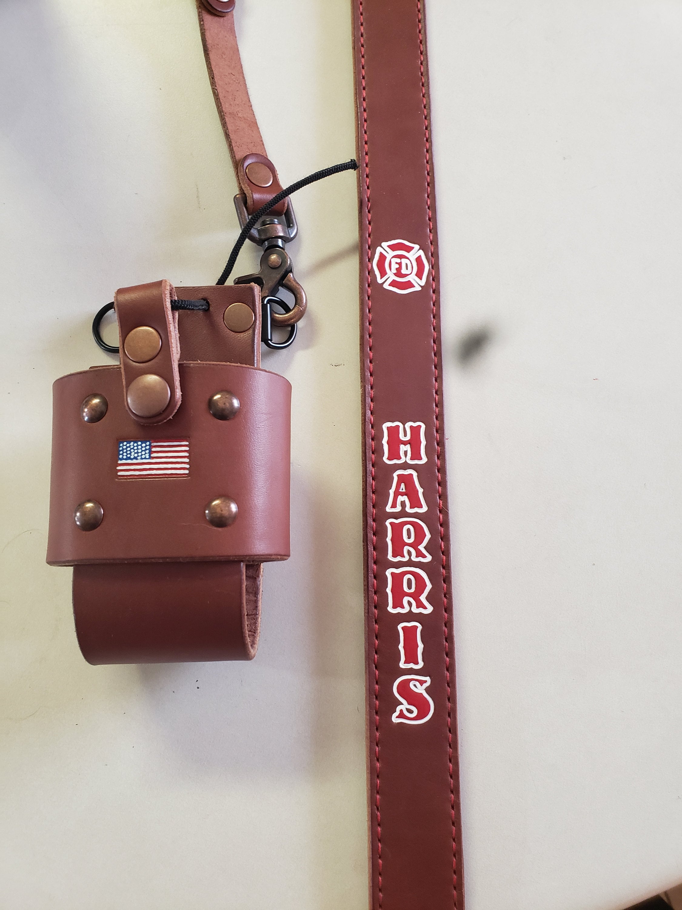 Custom Leather Firefighter Radio Strap Etsy