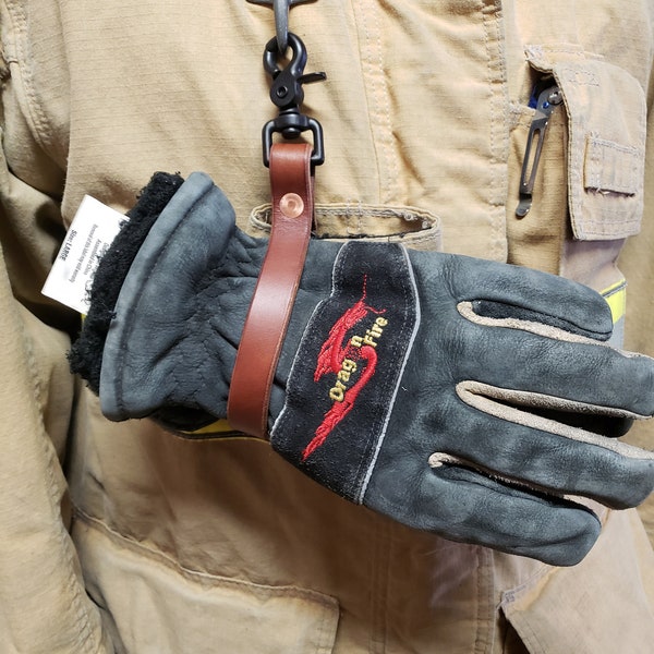 Custom Firefighter Leather Glove Stap