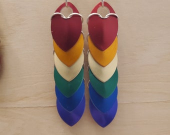 Scale Earrings- Custom colors! Pride Flag, Themed Garb, choose the length and color combo.