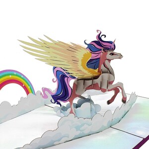 Einhorn Regenbogen Pop Up Karte,3D Karten,Weihnachtskarte,Grußkarten,alles Gute zum Geburtstag Geschenk,handgemachte Karte,Papierkunst,