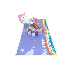 Pony & Llama Pop Up Card, tarjetas 3D, tarjeta de cumpleaños, tarjetas de felicitación, tarjeta de regalo de feliz cumpleaños, tarjeta hecha a mano, arte de papel, tarjeta de flores,