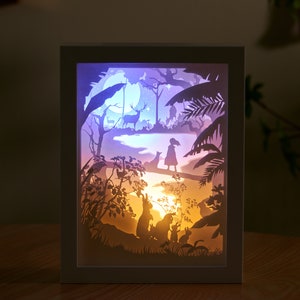 Scatola luminosa intagliata in carta Scatola luminosa intagliata in carta Luce notturna Scatola luminosa a LED 3D Shadow Box -Pleasure